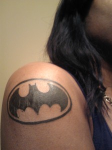 Close up Batman tattoo